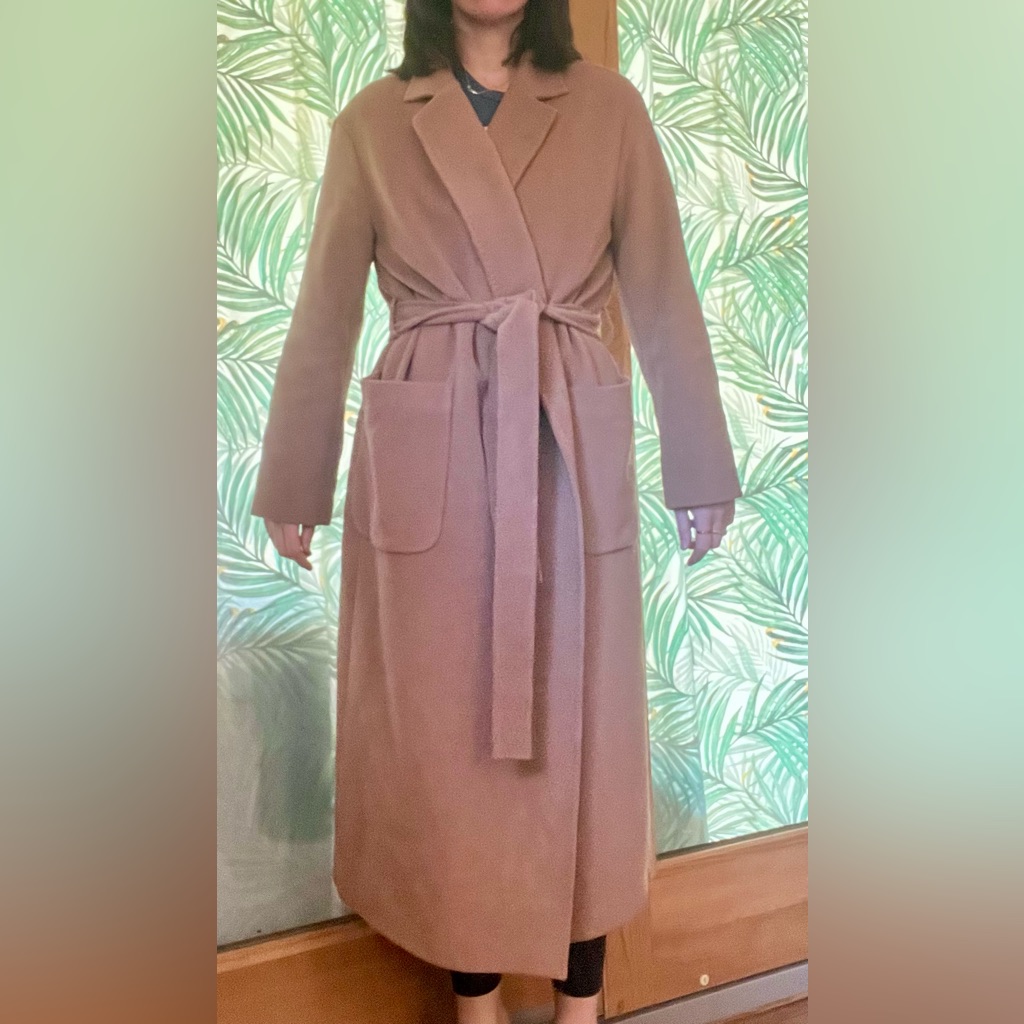 Stylish Tan Belted Winter Coat